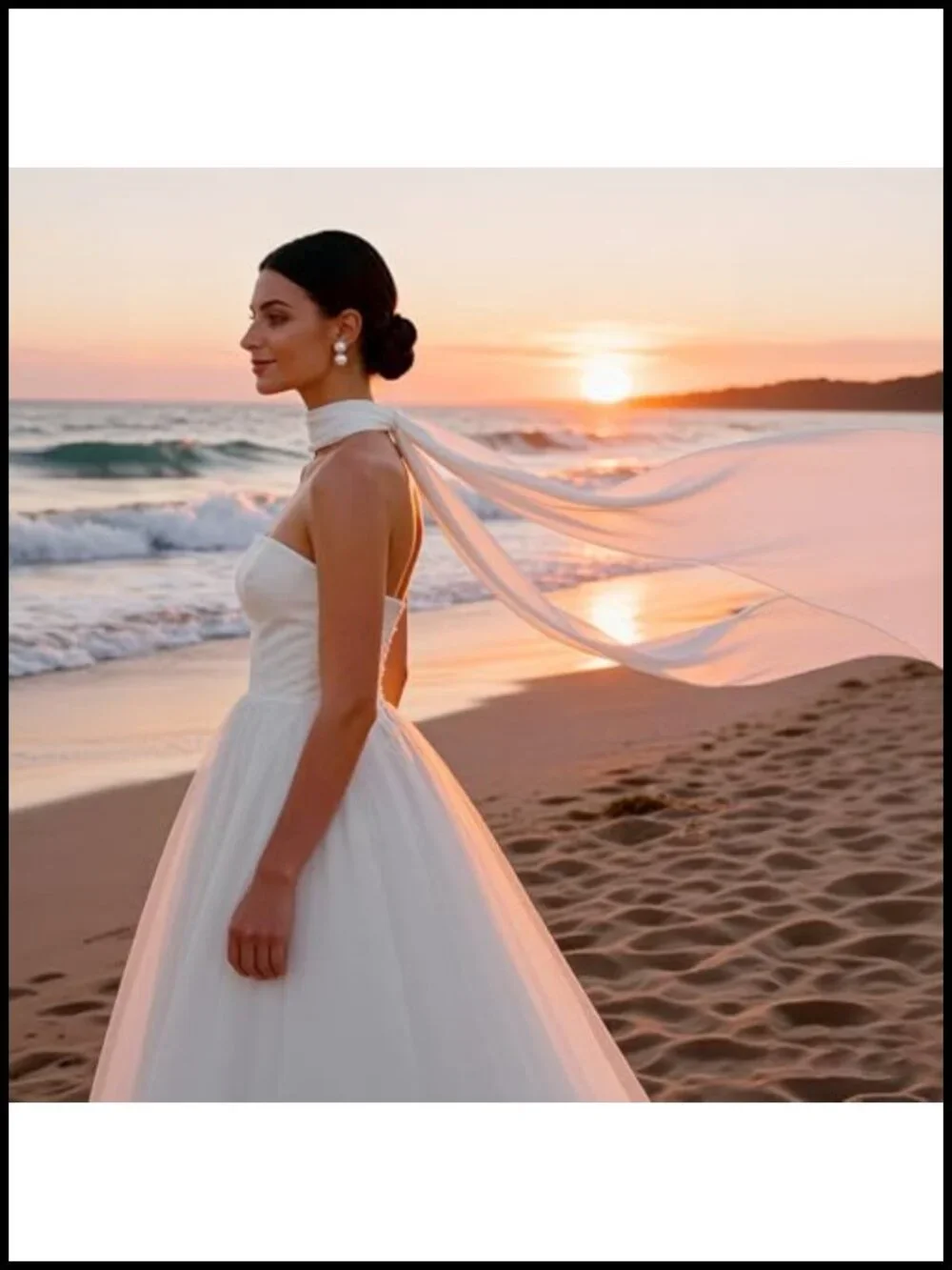 Bridal Chiffon Scarf Long White Wedding Shawl Wrap Ceremony Veil